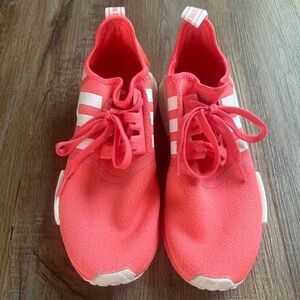 Adidas Coral and White Athletic Shoes